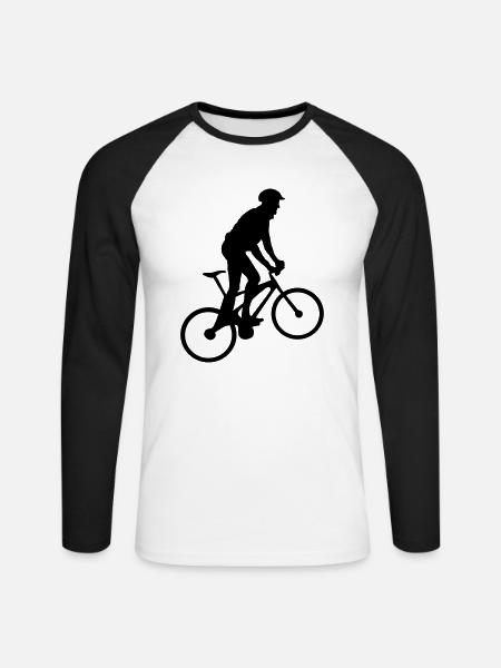 Radfahrenm Radfahrer 1 - Unisex Baseballshirt langarm - Weiß/Schwarz