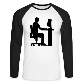 Programmierer - Unisex Baseballshirt langarm - Weiß/Schwarz - Vorne - Nik (191cm)