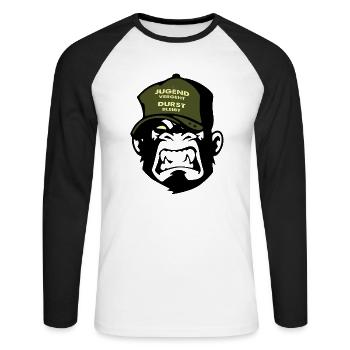Spruch Jugend - Unisex Baseballshirt langarm - Weiß/Schwarz - Vorne - Nik (191cm)