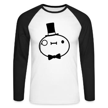 gentleman sir seigneur cylindre - T-shirt baseball manches longues Homme - blanc/noir - Devant - Nik (191cm)