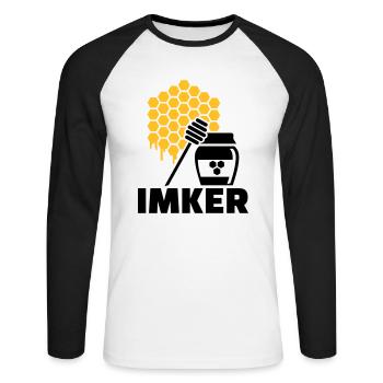 Imker - Unisex Baseballshirt langarm - Weiß/Schwarz - Vorne - Nik (191cm)