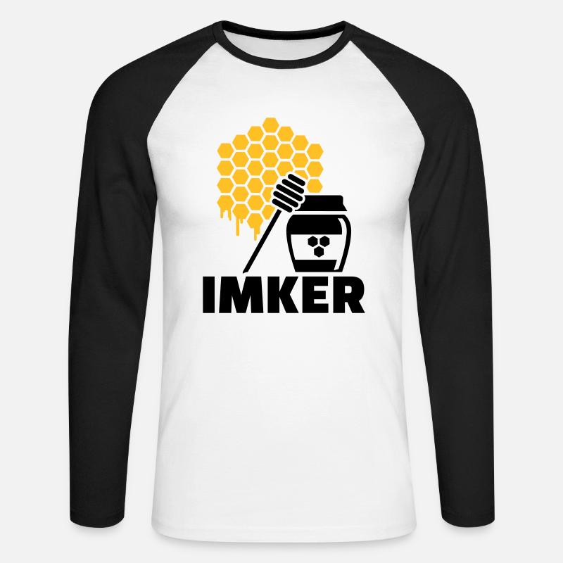 Imker - Unisex Baseballshirt langarm - Weiß/Schwarz