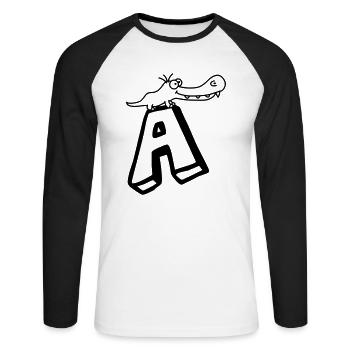 alligator crocodile dino dinosaur lizard dinosaur - Unisex Long Sleeve Baseball T-Shirt - white/black - Front - Nik (191cm)