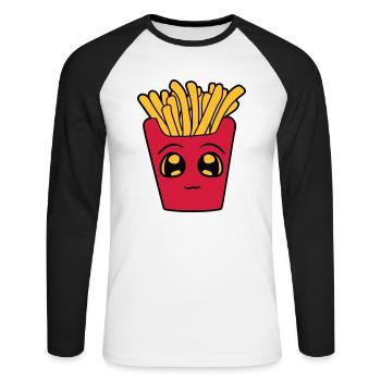 face sweet cute small cartoon cartoon clip art fre - Unisex Long Sleeve Baseball T-Shirt - white/black - Front - Nik (191cm)