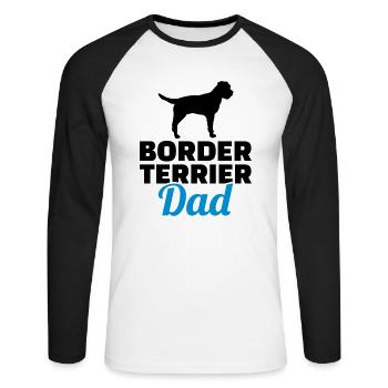 Border Terrier - T-shirt baseball manches longues Homme - blanc/noir - Devant - Nik (191cm)