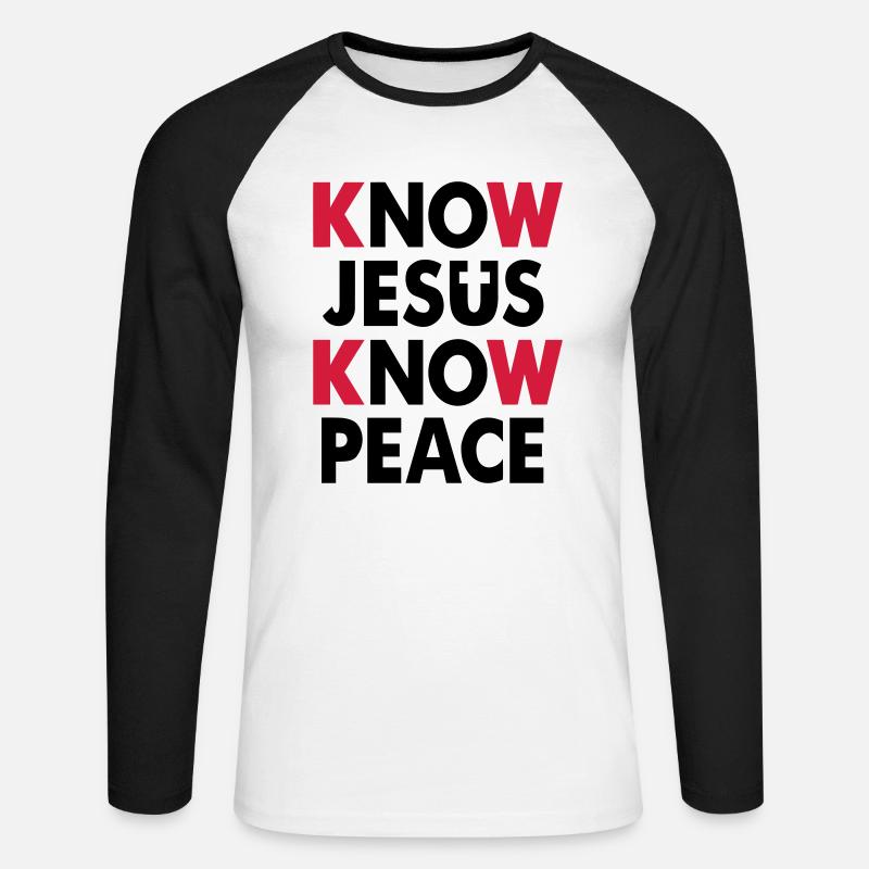 Know Jesus - Know Peace - Unisex Baseballshirt langarm - Weiß/Schwarz