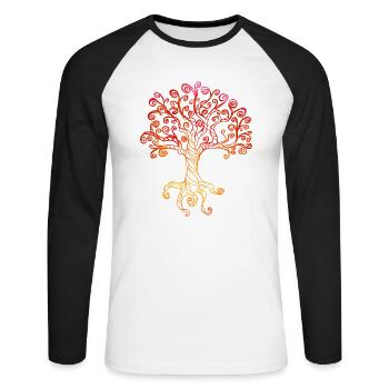 Tree of Life Mandala Spirituality Yoga Goa Gypsy - Unisex Long Sleeve Baseball T-Shirt - white/black - Front - Nik (191cm)