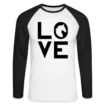 HORSE LOVE - T-shirt baseball manches longues Homme - blanc/noir - Devant - Nik (191cm)