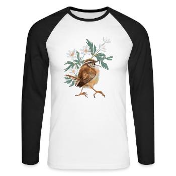 Le roi de clôture et la grenouille brouillonne - T-shirt baseball manches longues Homme - blanc/noir - Devant - Nik (191cm)