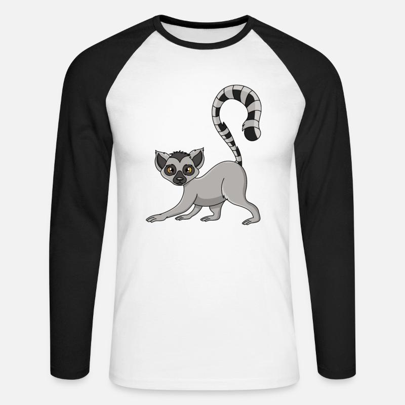 lemur - Unisex Baseballshirt langarm - Weiß/Schwarz