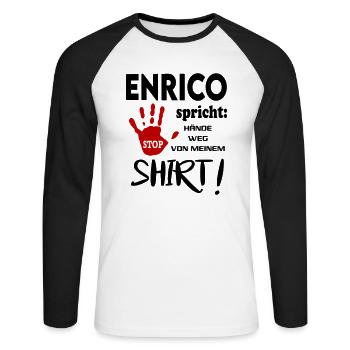 Name Namenstag Geschenkidee ENRICO - Unisex Baseballshirt langarm - Weiß/Schwarz - Vorne - Nik (191cm)