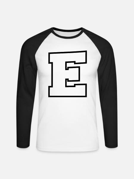 lettre E - T-shirt baseball manches longues Homme - blanc/noir