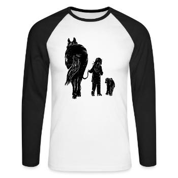 Pferd Hund Kind - Unisex Baseballshirt langarm - Weiß/Schwarz - Vorne - Nik (191cm)