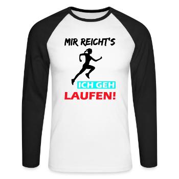 Mir reicht's ich geh laufen! - Unisex Baseballshirt langarm - Weiß/Schwarz - Vorne - Nik (191cm)