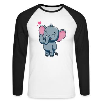 Süßer Baby Elefant mit Herz - Unisex Baseballshirt langarm - Weiß/Schwarz - Vorne - Nik (191cm)