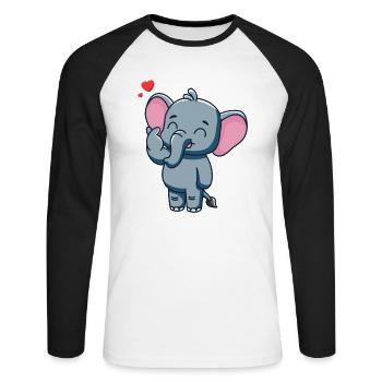 Süßer Baby Elefant mit Herz - Unisex Baseballshirt langarm - Weiß/Schwarz - Vorne - Nik (191cm)