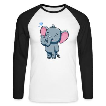 Cute baby elephant with heart - Unisex Long Sleeve Baseball T-Shirt - white/black - Front - Nik (191cm)