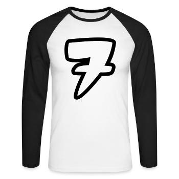 7 - Unisex Baseballshirt langarm - Weiß/Schwarz - Vorne - Nik (191cm)