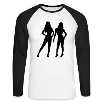2 Sexy Frauen - Unisex Baseballshirt langarm - Weiß/Schwarz - Vorne - Nik (191cm)