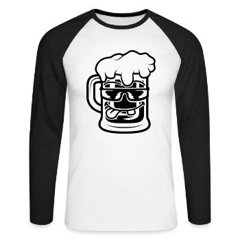 Bier Maßkrug Cooles Gesicht - Unisex Baseballshirt langarm - Weiß/Schwarz - Vorne - Nik (191cm)