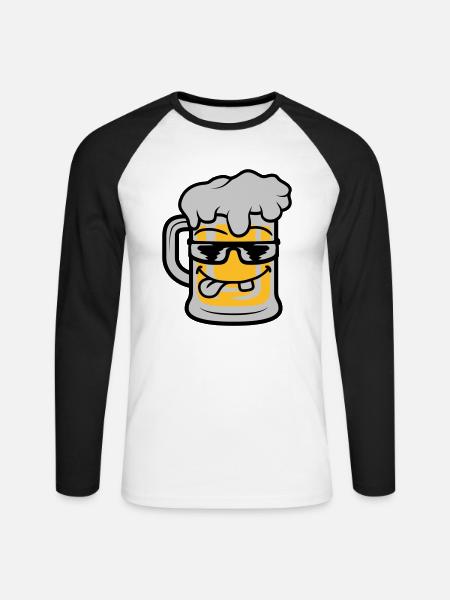 Cool Face Beer Mug - Unisex Long Sleeve Baseball T-Shirt - white/black