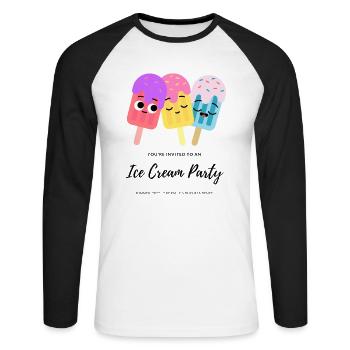 Ice Cream - Unisex Baseballshirt langarm - Weiß/Schwarz - Vorne - Nik (191cm)