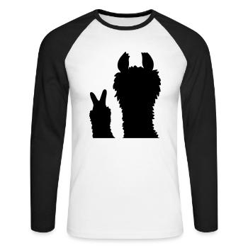Silhouette No Drama Llama - Unisex Long Sleeve Baseball T-Shirt - white/black - Front - Nik (191cm)