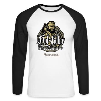 Holzfäller mit Beil und Seele - Unisex Baseballshirt langarm - Weiß/Schwarz - Vorne - Nik (191cm)