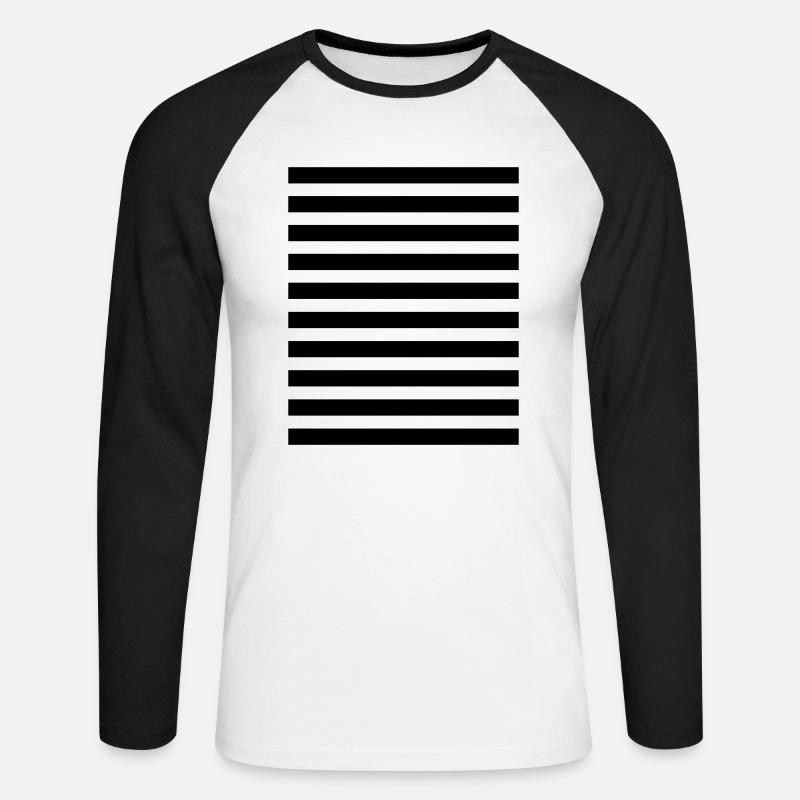 Streifen gestreift quer Muster Querstreifen - Unisex Baseballshirt langarm - Weiß/Schwarz