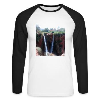 Fontaines d’Ouzoud 2 - T-shirt baseball manches longues Homme - blanc/noir - Devant - Nik (191cm)