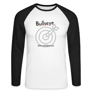 Bullseye Dart 80% Chance - T-shirt baseball manches longues Homme - blanc/noir - Devant - Nik (191cm)