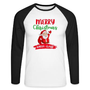 Noël Joyeux Noël Père Noël Père Noël - T-shirt baseball manches longues Homme - blanc/noir - Devant - Nik (191cm)