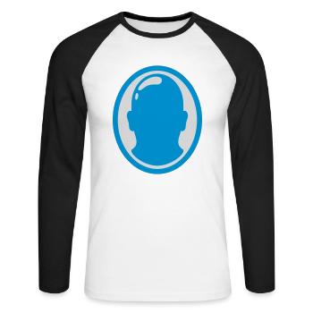 Conception du logo Bald Man - T-shirt baseball manches longues Homme - blanc/noir - Devant - Nik (191cm)