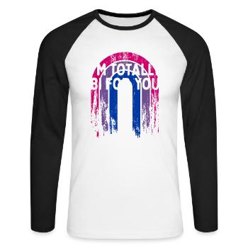 Je suis totalement bi pour toi Couples bisexuels Bi Pride - T-shirt baseball manches longues Homme - blanc/noir - Devant - Nik (191cm)