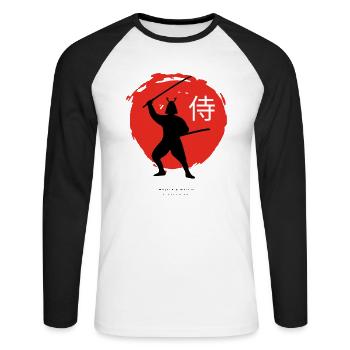 Walter & Wallis - Samurai 4 - T-shirt baseball manches longues Homme - blanc/noir - Devant - Nik (191cm)