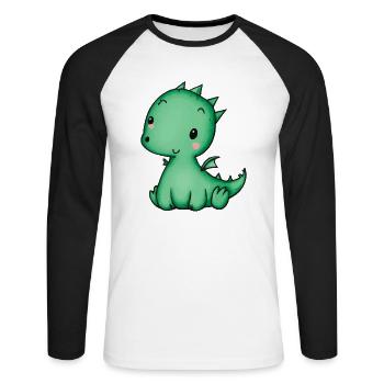 Babydrache Baby Drache Geschenkidee - Unisex Baseballshirt langarm - Weiß/Schwarz - Vorne - Nik (191cm)