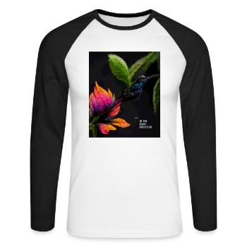 Ein motivierendes und inspirierendes Thema für starke Frauen - Unisex Baseballshirt langarm - Weiß/Schwarz - Vorne - Nik (191cm)