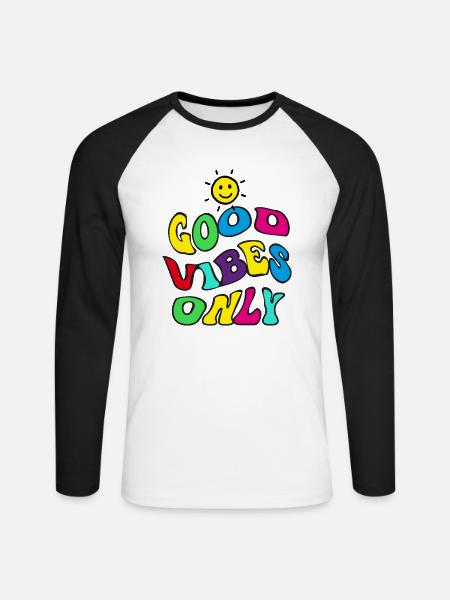 Good Vibes Only - Unisex Baseballshirt langarm - Weiß/Schwarz