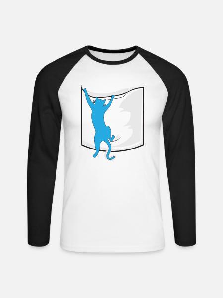 cat in your pocket - Unisex Long Sleeve Baseball T-Shirt - white/black