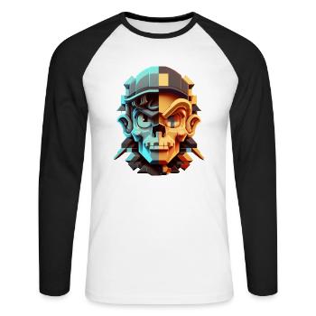 Dude 8bit Pixelart - Unisex Baseballshirt langarm - Weiß/Schwarz - Vorne - Nik (191cm)