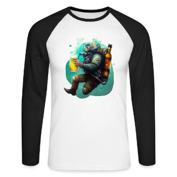 Plongeur de bière drôle et cool - T-shirt baseball manches longues Homme - blanc/noir - Devant - Nik (191cm)