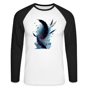 Eis Federn - Unisex Baseballshirt langarm - Weiß/Schwarz - Vorne - Nik (191cm)
