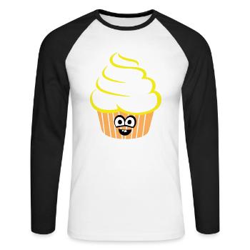 Cupcake Funny - Unisex Long Sleeve Baseball T-Shirt - white/black - Front - Nik (191cm)