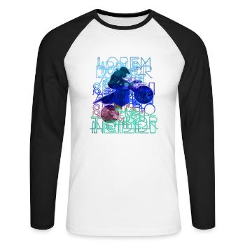 motorrad, motorcycle, biker, graffiti, malerei - Unisex Baseballshirt langarm - Weiß/Schwarz - Vorne - Nik (191cm)