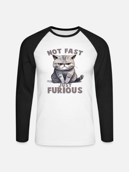 Not Fat just Furious - Unisex Long Sleeve Baseball T-Shirt - white/black
