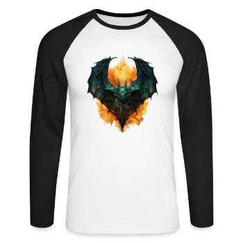 Bat Halloween I Cartoon Cute Bat - Unisex Baseballshirt langarm - Weiß/Schwarz - Vorne - Nik (191cm)