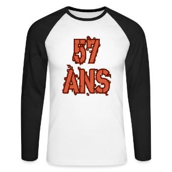 57 ANS - T-shirt baseball manches longues Homme - blanc/noir - Devant - Nik (191cm)