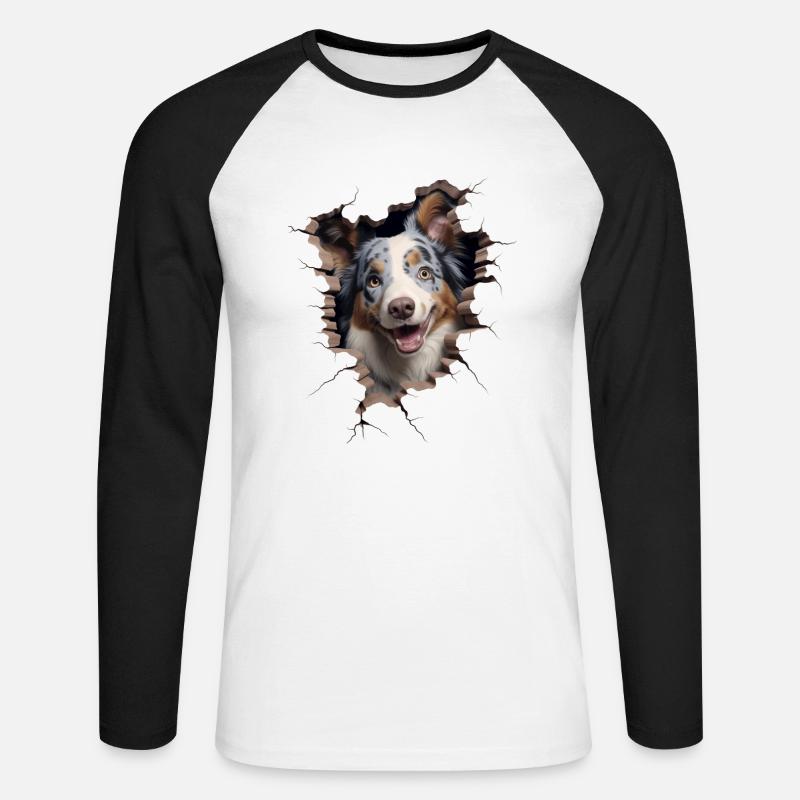 Australian Shepherd Owner - Perfect Aussie - Unisex Baseballshirt langarm - Weiß/Schwarz