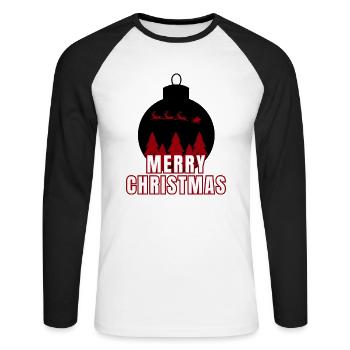 MERRY CHRISTMAS - T-shirt baseball manches longues Homme - blanc/noir - Devant - Nik (191cm)