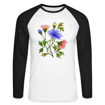 Flowers - Unisex Long Sleeve Baseball T-Shirt - white/black - Front - Nik (191cm)